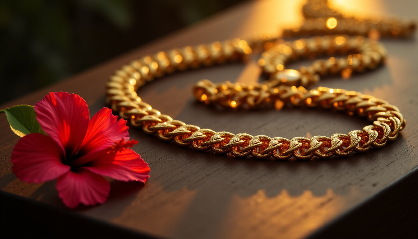 Collier forçat traditionnel en or jaune, symbole fort de la bijouterie antillaise