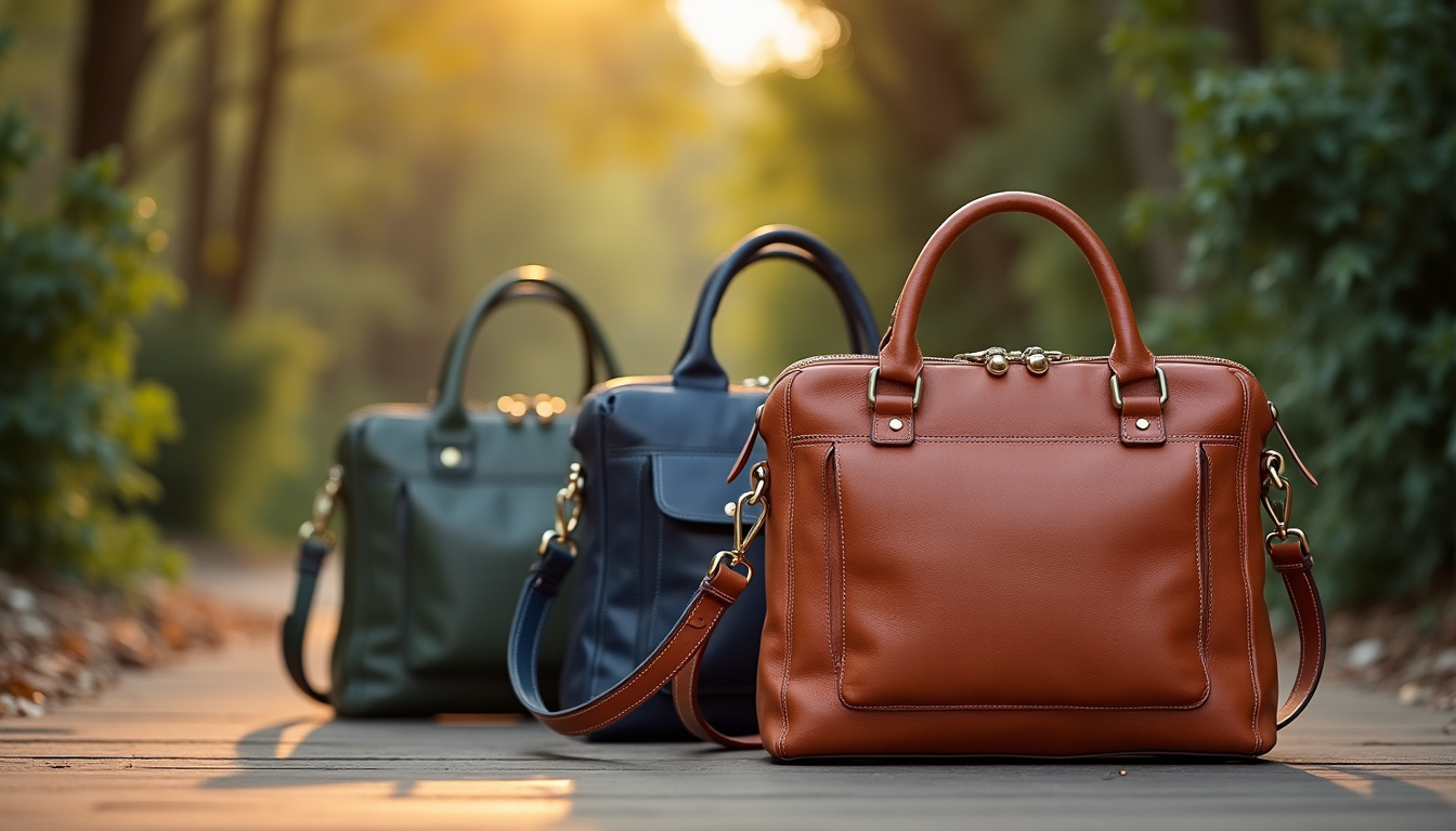 Comparaison visuelle des différentes matières de sacs Senreve: cuir italien, cuir vegan et cuir recyclé