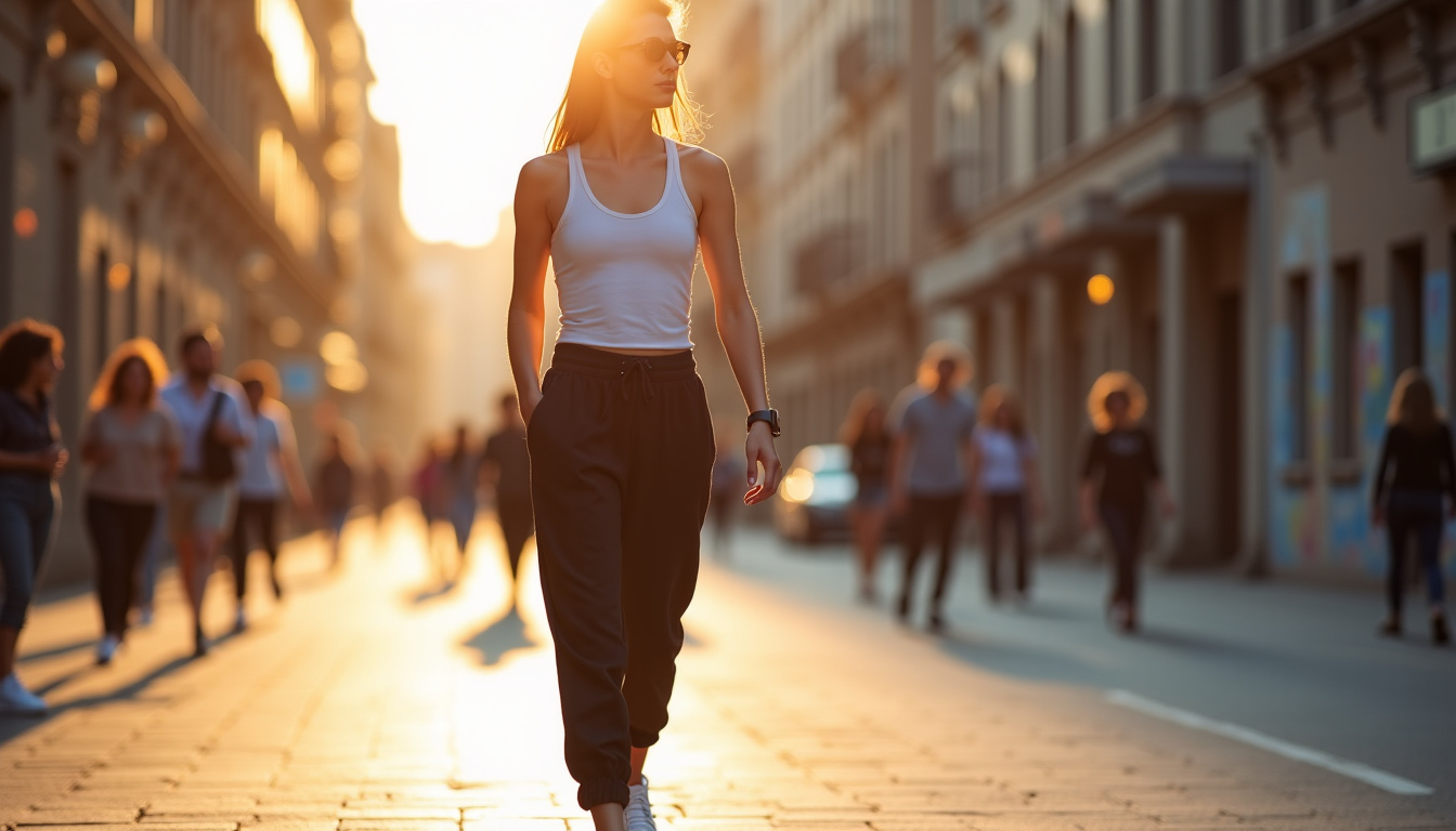Femme portant des joggers Sid iets frans… avec un débardeur et des baskets