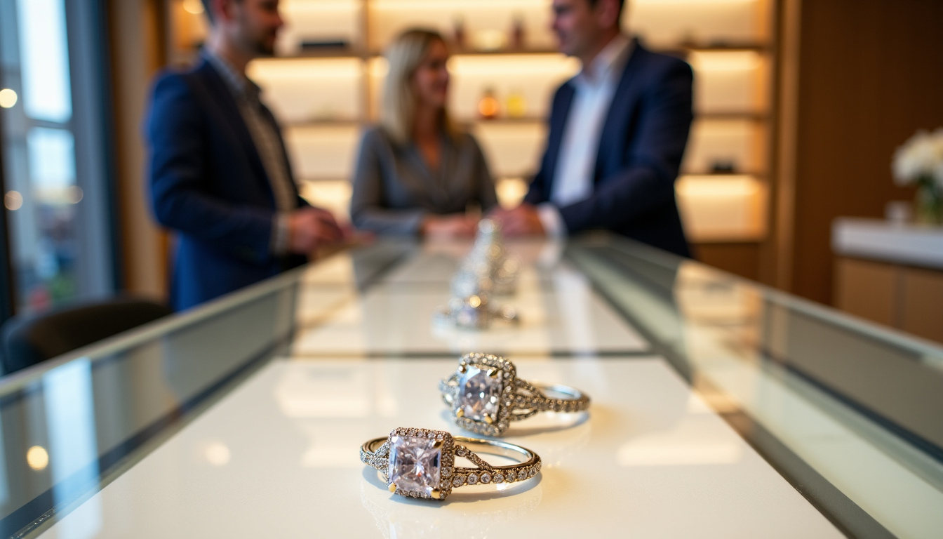 Présentation de bijoux Taratata dans une boutique physique avec vitrine et clients en train d