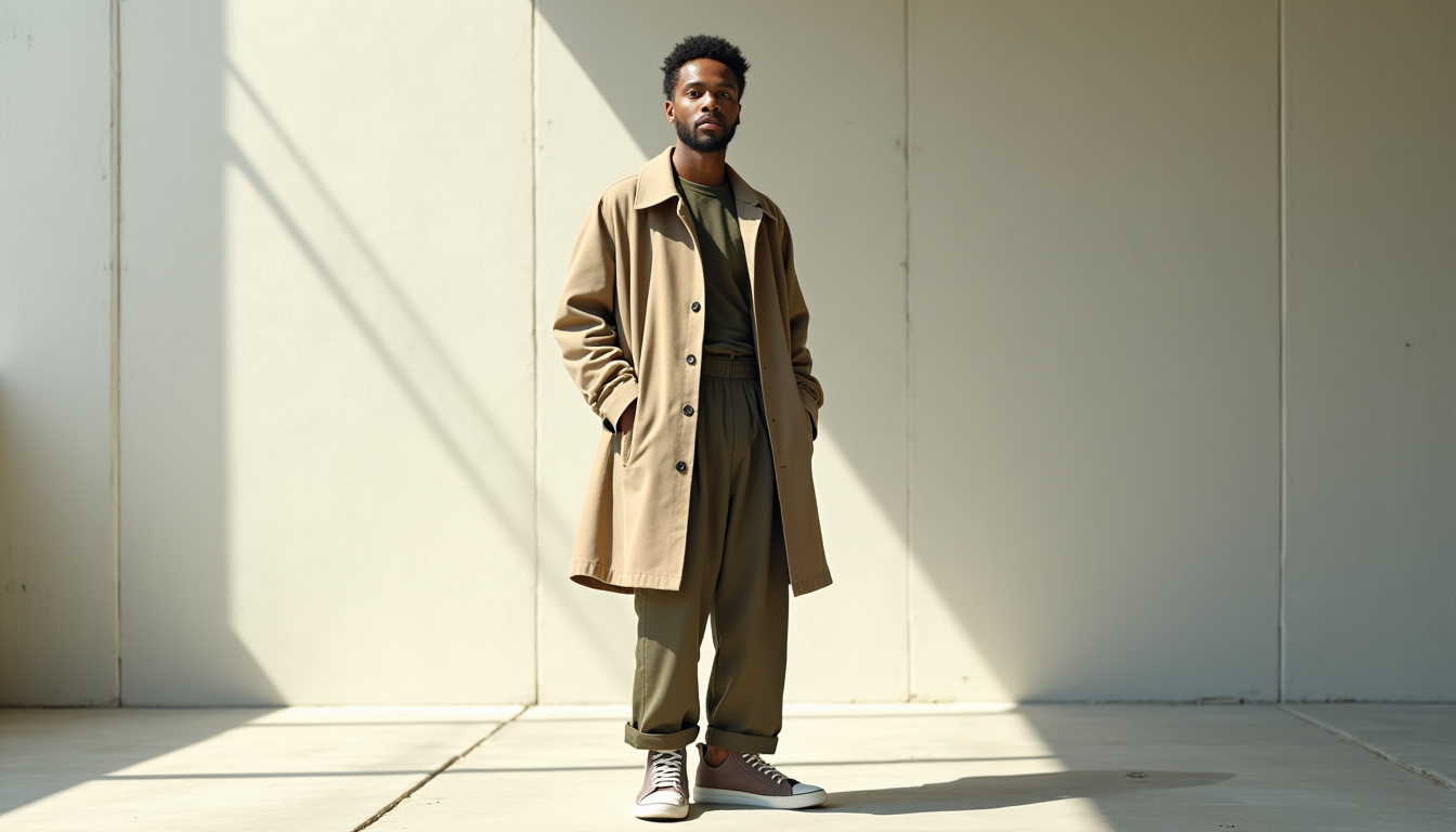 Sélection de vêtements homme tendance sur ASOS en 2026 incluant un manteau oversize, un pantalon à doubles plis et des sneakers montantes