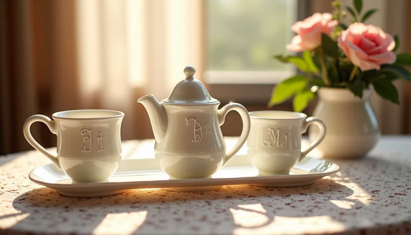 Un service à thé en porcelaine gravé des initiales d