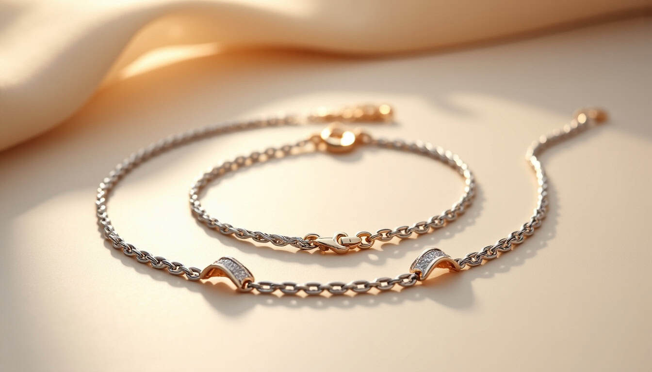 Collection APM Monaco Torsade en argent et or, bijoux superposés sur fond neutre