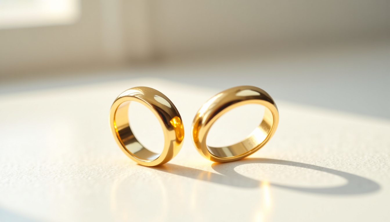 Comparaison visuelle entre une bague en or massif 18 carats et une bague en placage or