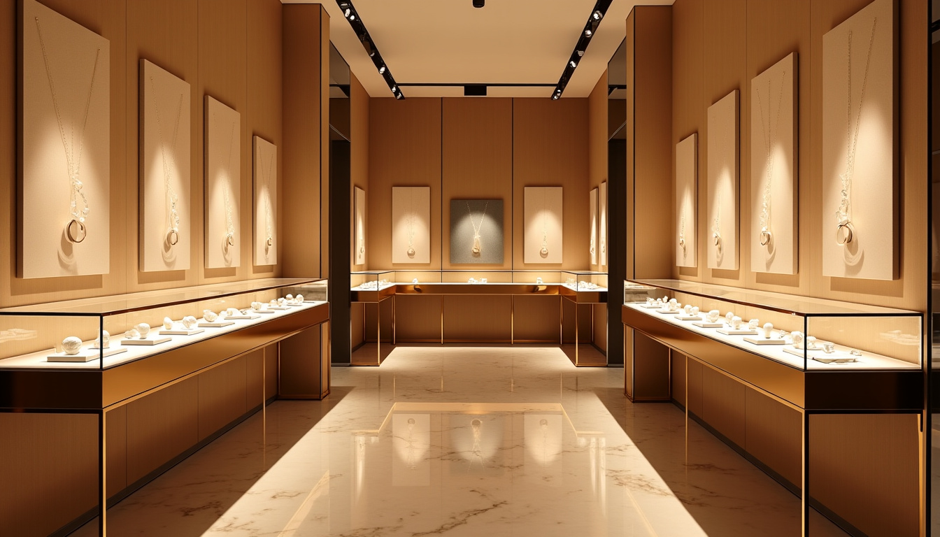 Intérieur de la boutique Monica Vinader sur Sloane Street à Londres, avec présentoirs éclairés et ambiance élégante