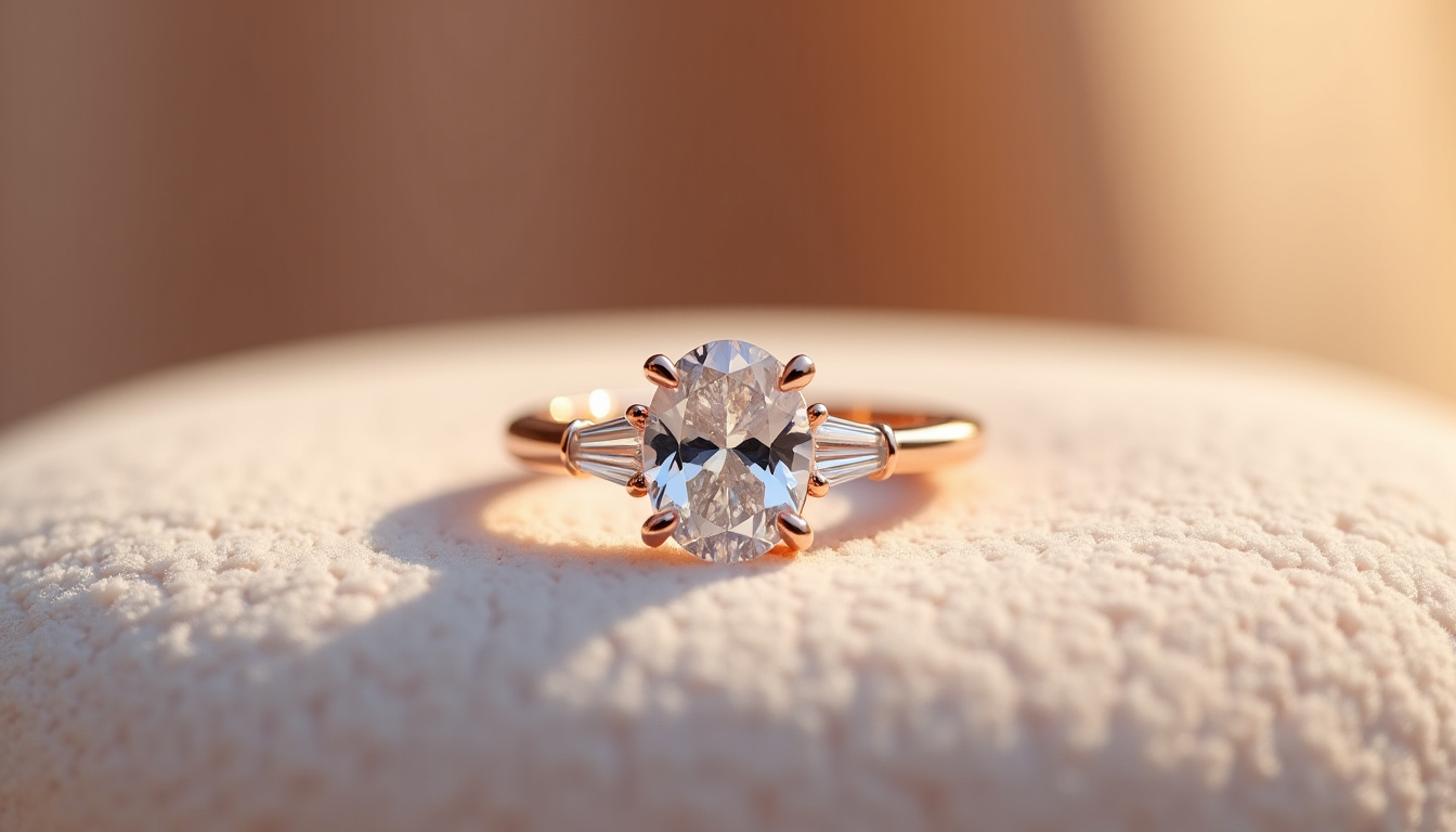 Vue rapprochée de la bague de fiançailles de Zendaya avec monture East-West