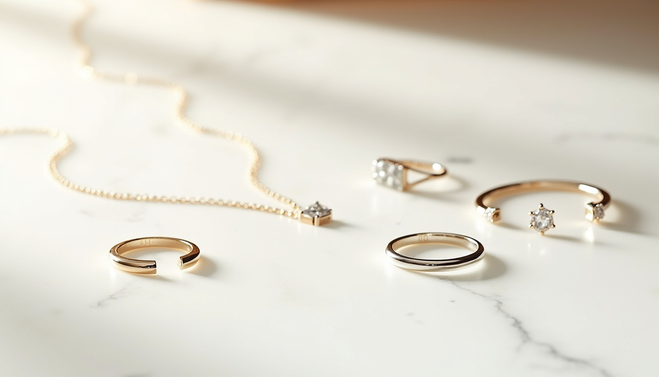 Comparaison visuelle des bijoux Aurate, Ana Luisa, Mejuri et Talisa Jewelry