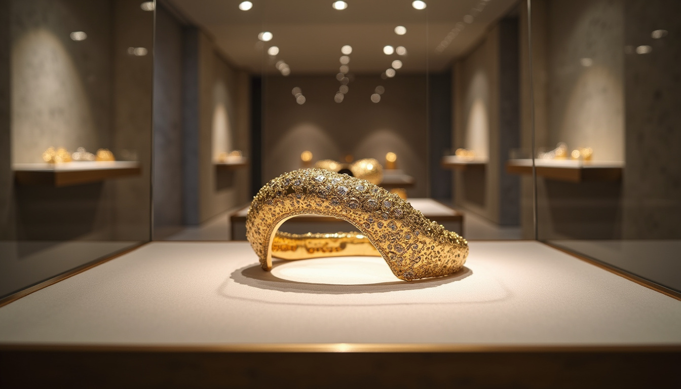 Bracelet Damiani Shark exposé dans un musée de joaillerie moderne