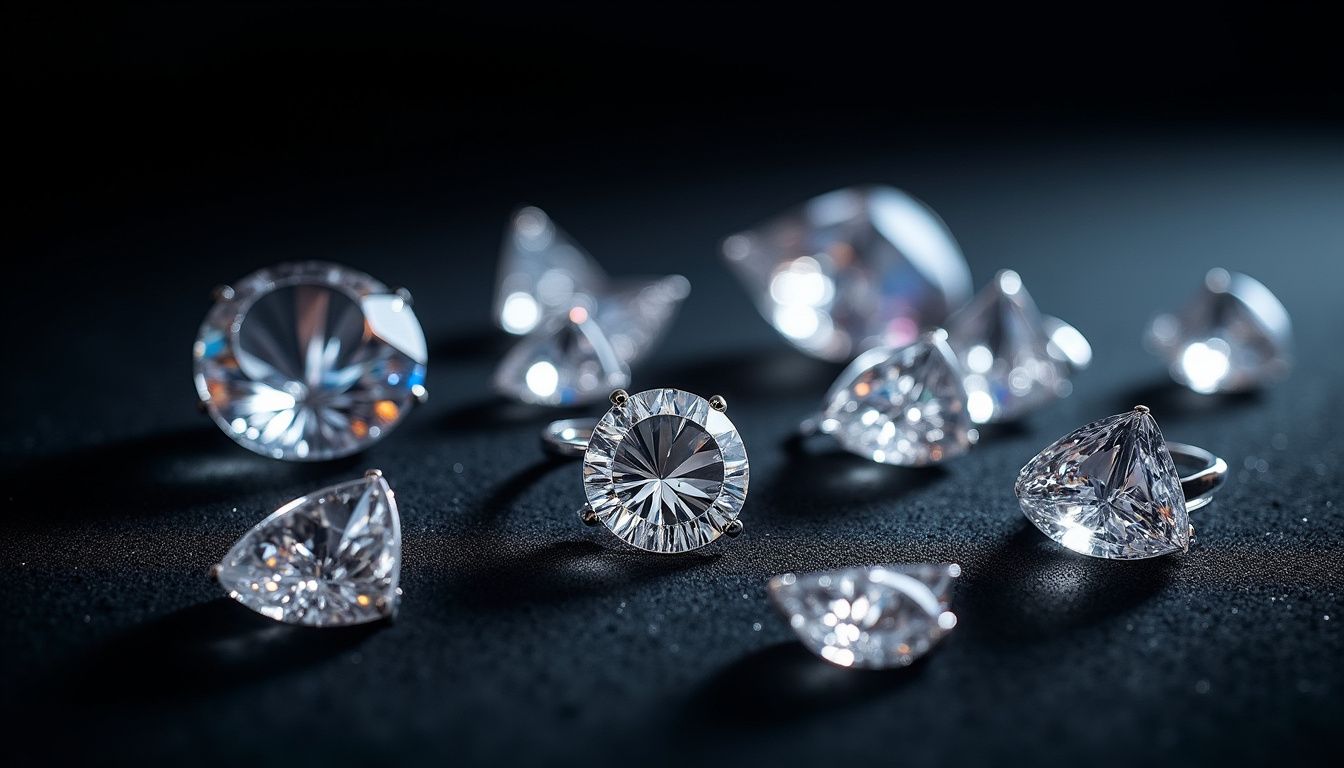 Collection de bijoux Swarovski en cristal sur fond noir, mettant en valeur l