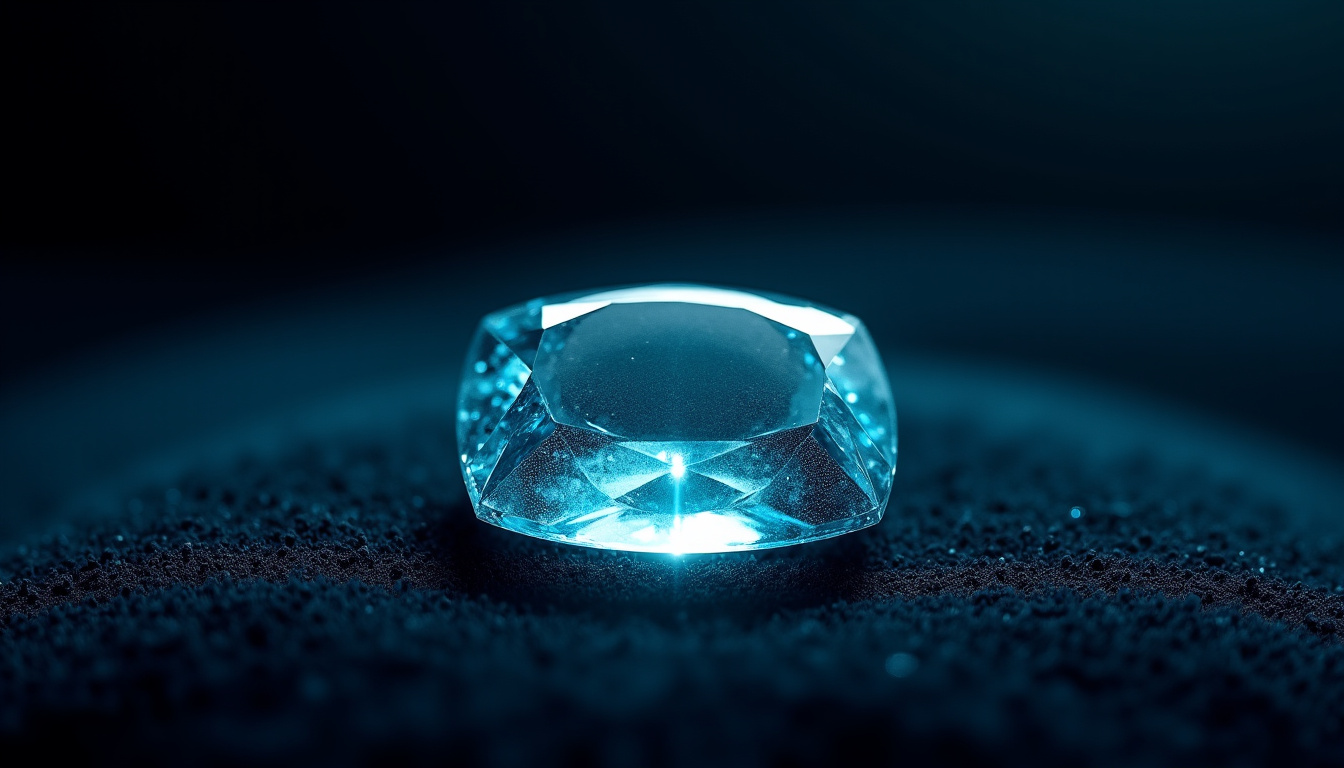 Pierre aigue-marine Santa Maria de couleur bleu profond sur fond sombre