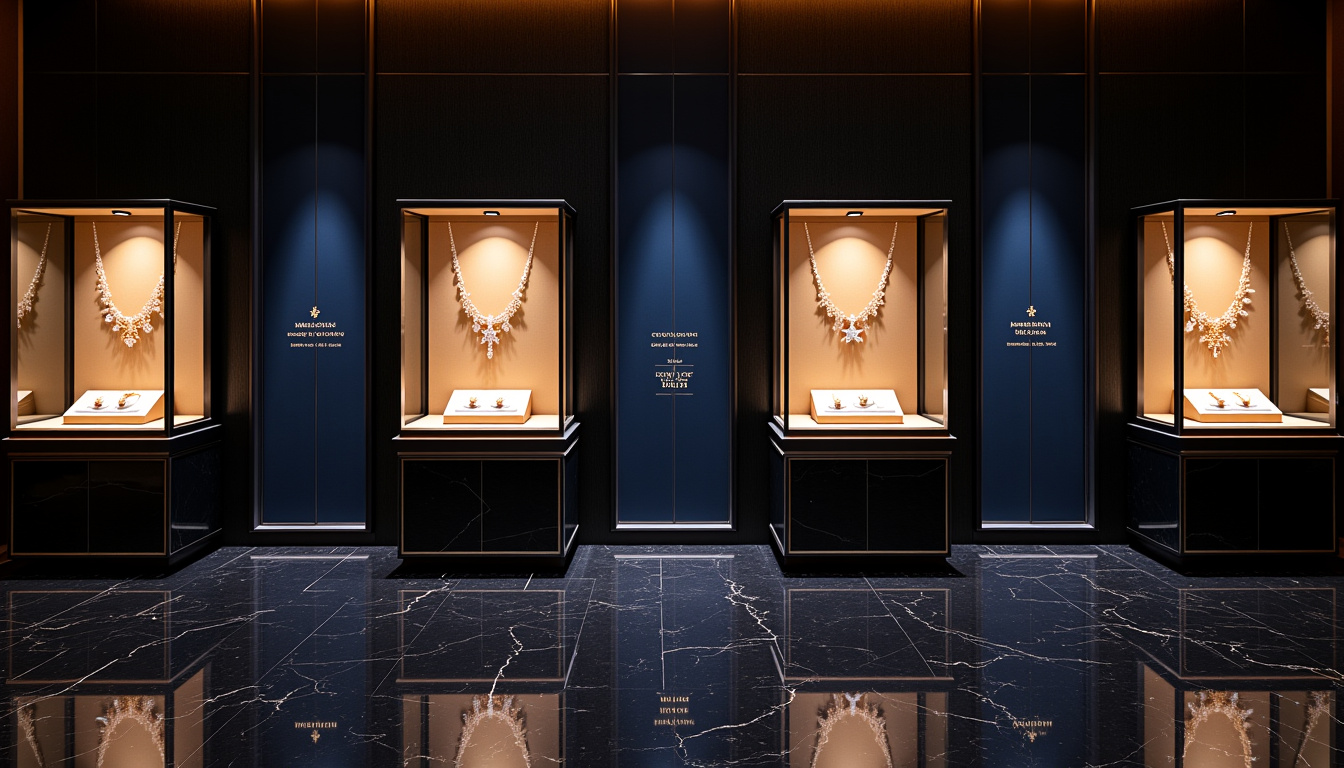 Présentation en vitrine des principales collections Mauboussin: Étoile Divine, Chance of Love, 1955 et Trop Smart