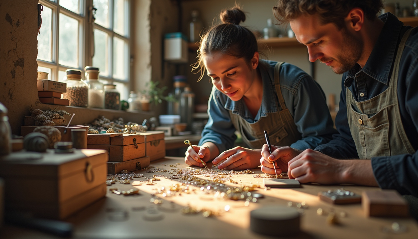 Atelier de Gas Bijoux à Marseille, artisans travaillant sur des bijoux à la main