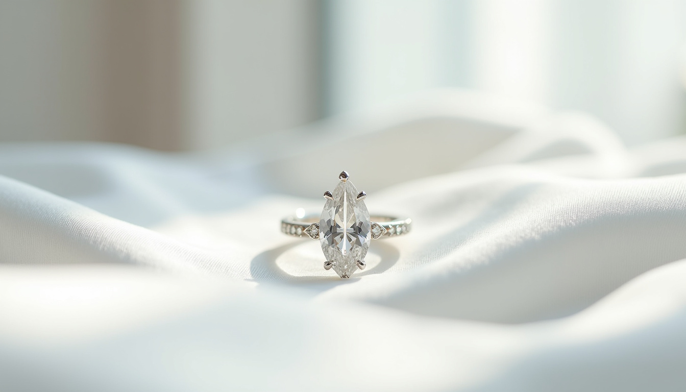 Bague de fiançailles solitaire en or blanc avec diamant central et pavage discret sur l'anneau