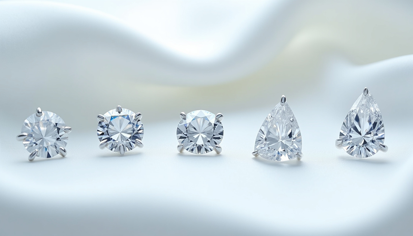 Comparatif des principales formes de diamants pour solitaire: ronde, ovale, poire, émeraude, coussin