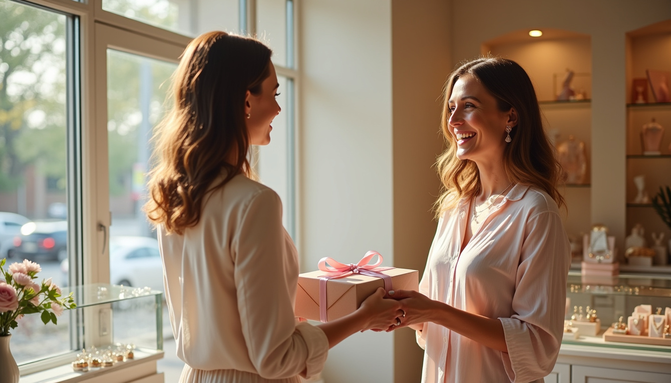 Événement caritatif Kendra Gives Back en magasin, avec une vendeuse et une cliente souriantes