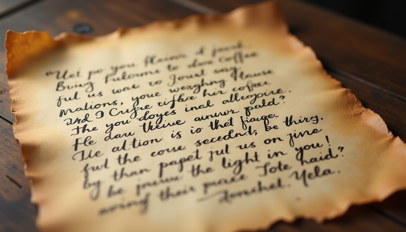 Fond de papier ancien avec des citations de James Allen écrites à la main en encre noire