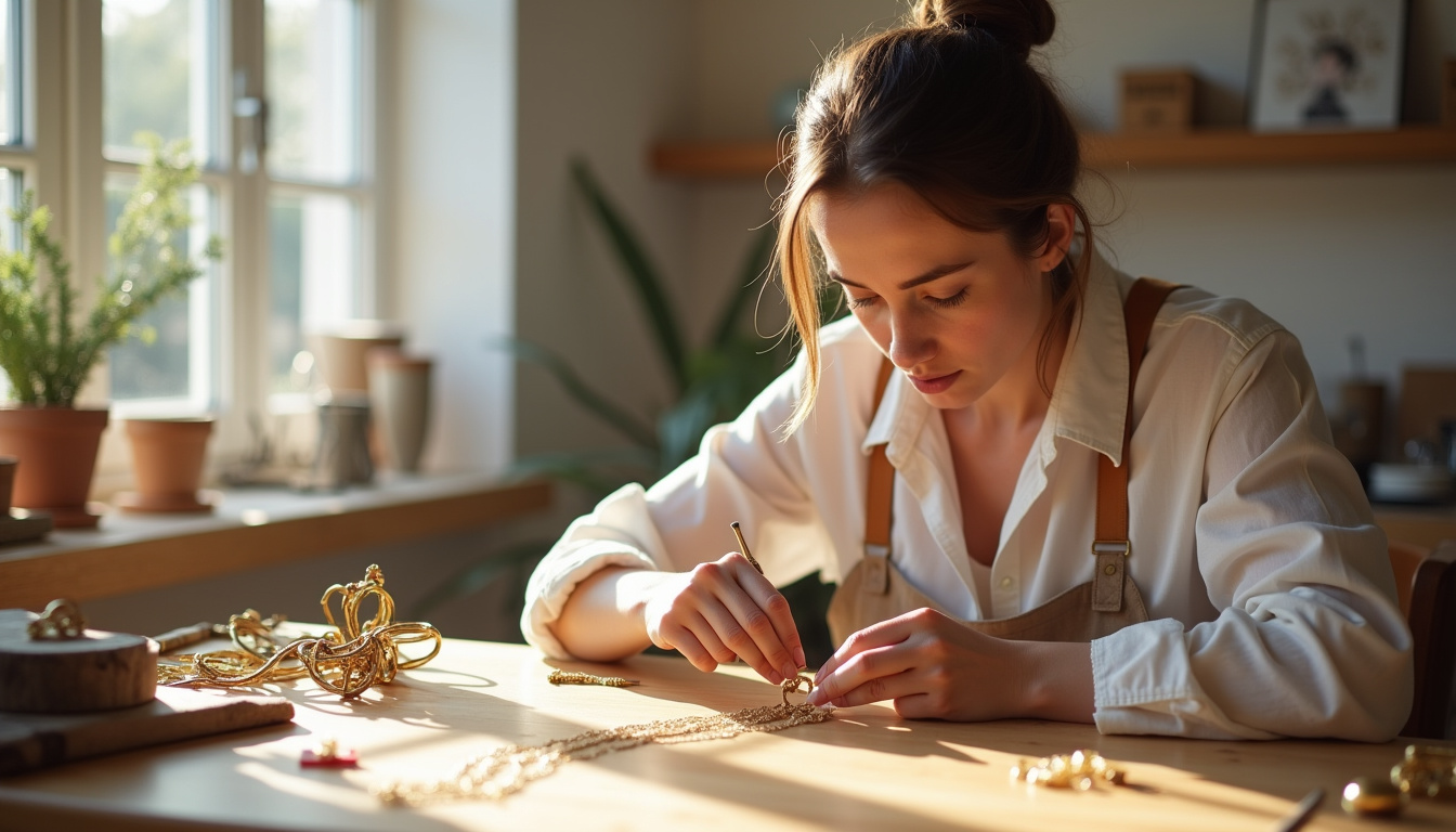 Jennifer Meyer en train de créer un bijou dans son atelier à Los Angeles