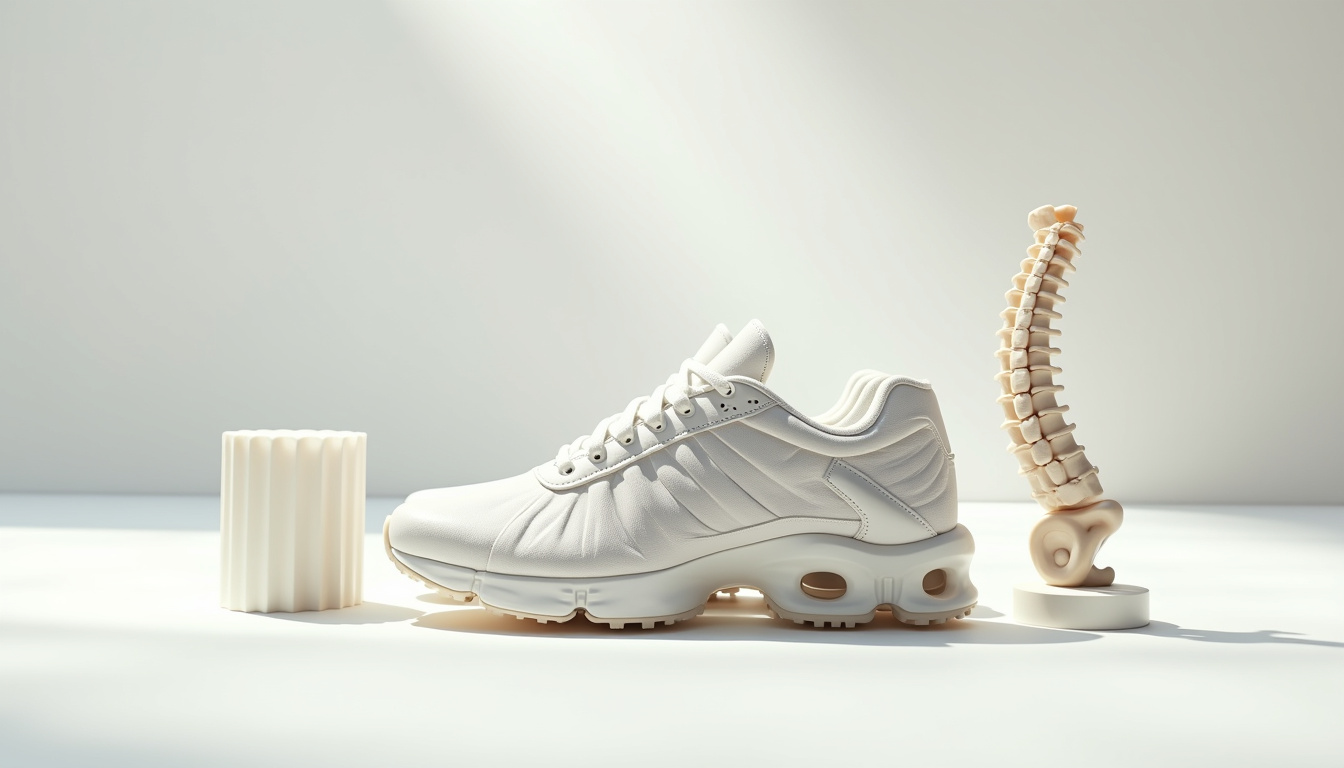 Représentation du design initial des Nike Shox inspiré par l'architecture et la colonne vertébrale humaine