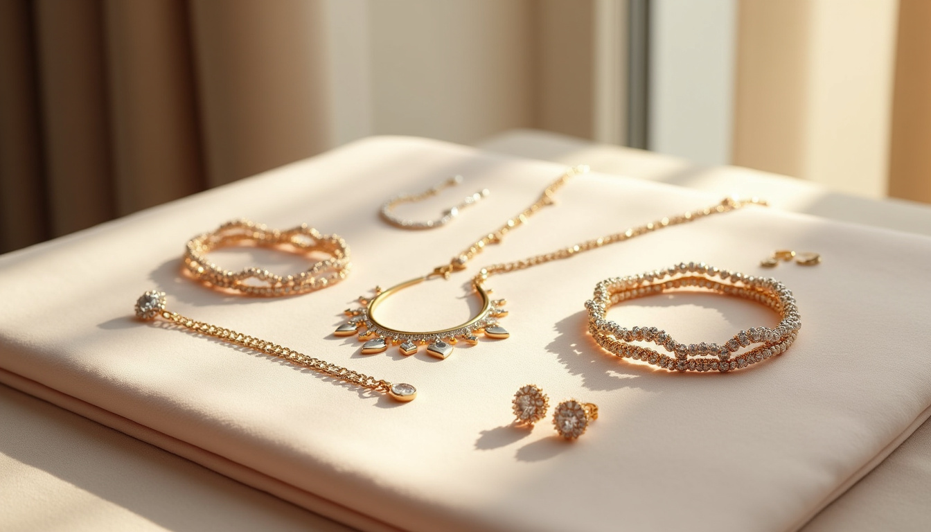 Sélection de bijoux de luxe présentés sur Net-a-Porter, incluant colliers, bracelets et boucles d