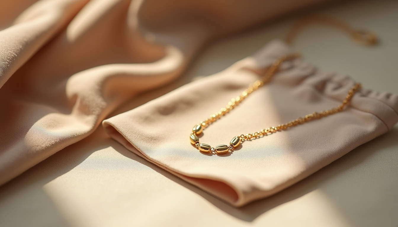 Soins de bijoux en or: nettoyage avec un chiffon doux et rangement dans une pochette en tissu
