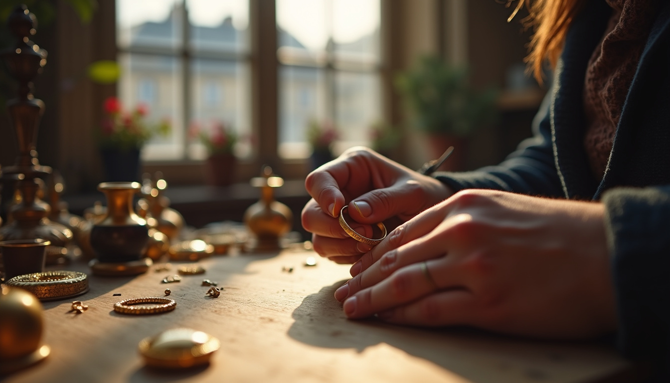 Atelier de joaillerie Manal Paris, artisans travaillant à la main sur des bijoux en or recyclé
