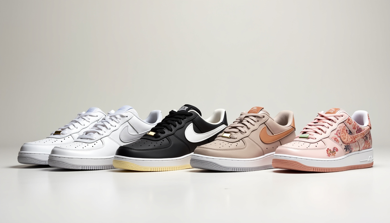 Comparaison visuelle des modèles Nike Air Force 1 femme en 2026: AF1'07, Shadow, Next Nature et By You