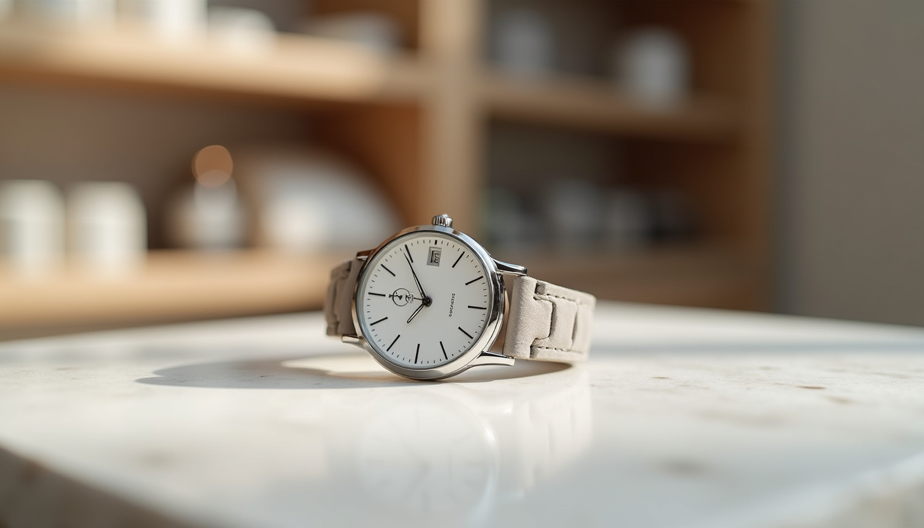 Montre de design épuré en argent signée Clio Blue