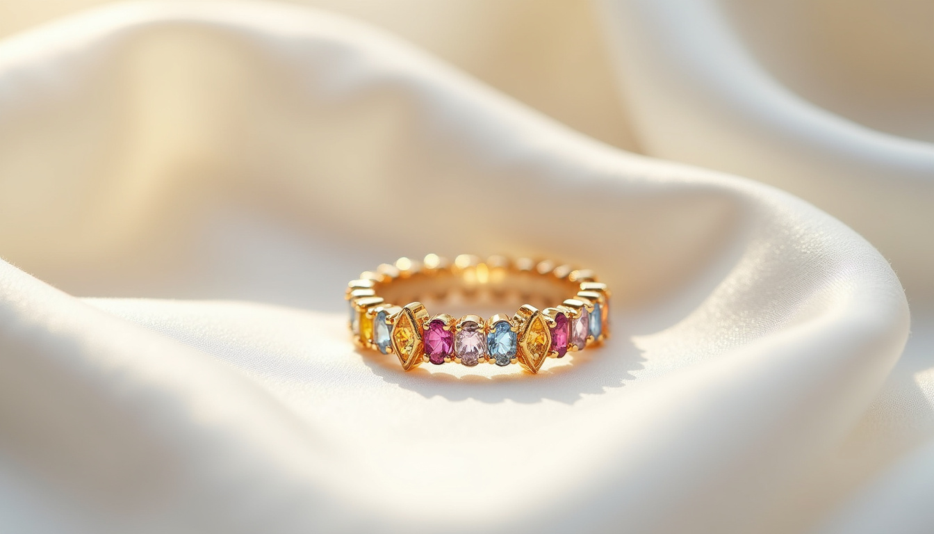 Bague Maty en or jaune et blanc de la collection Holi ornée de pierres fines colorées