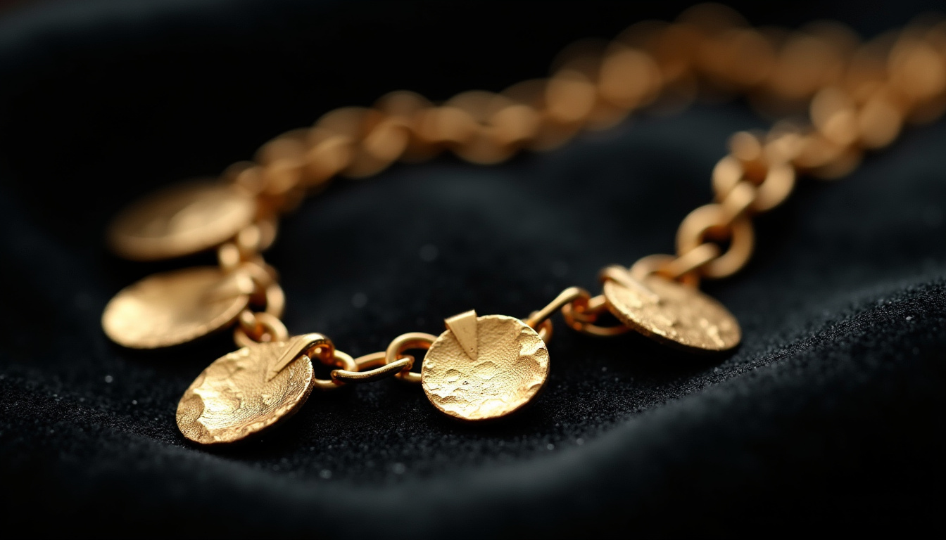 Bijoux Alighieri avec textures martelées et médaillons irréguliers posés sur un fond sombre